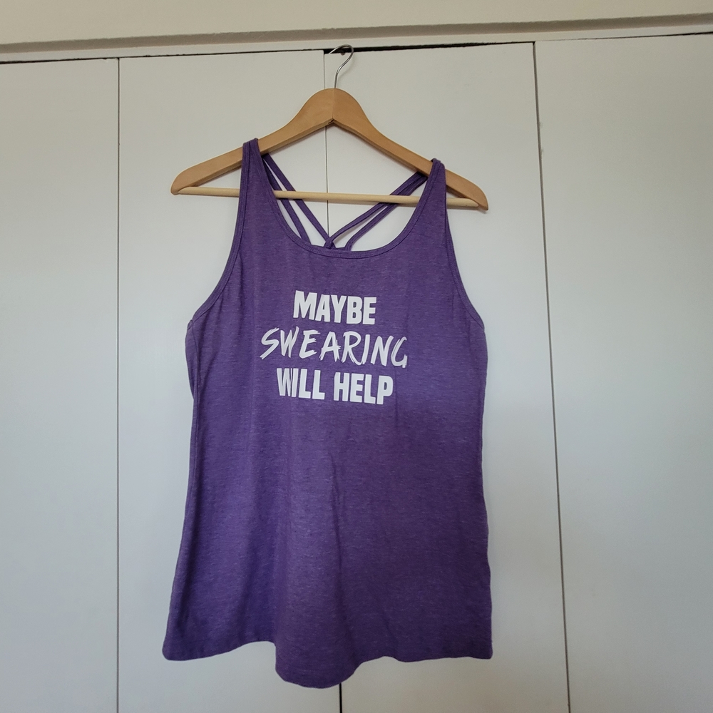Constantly Varied Gear Purple Graphic Tank Top With Open Back.  XL